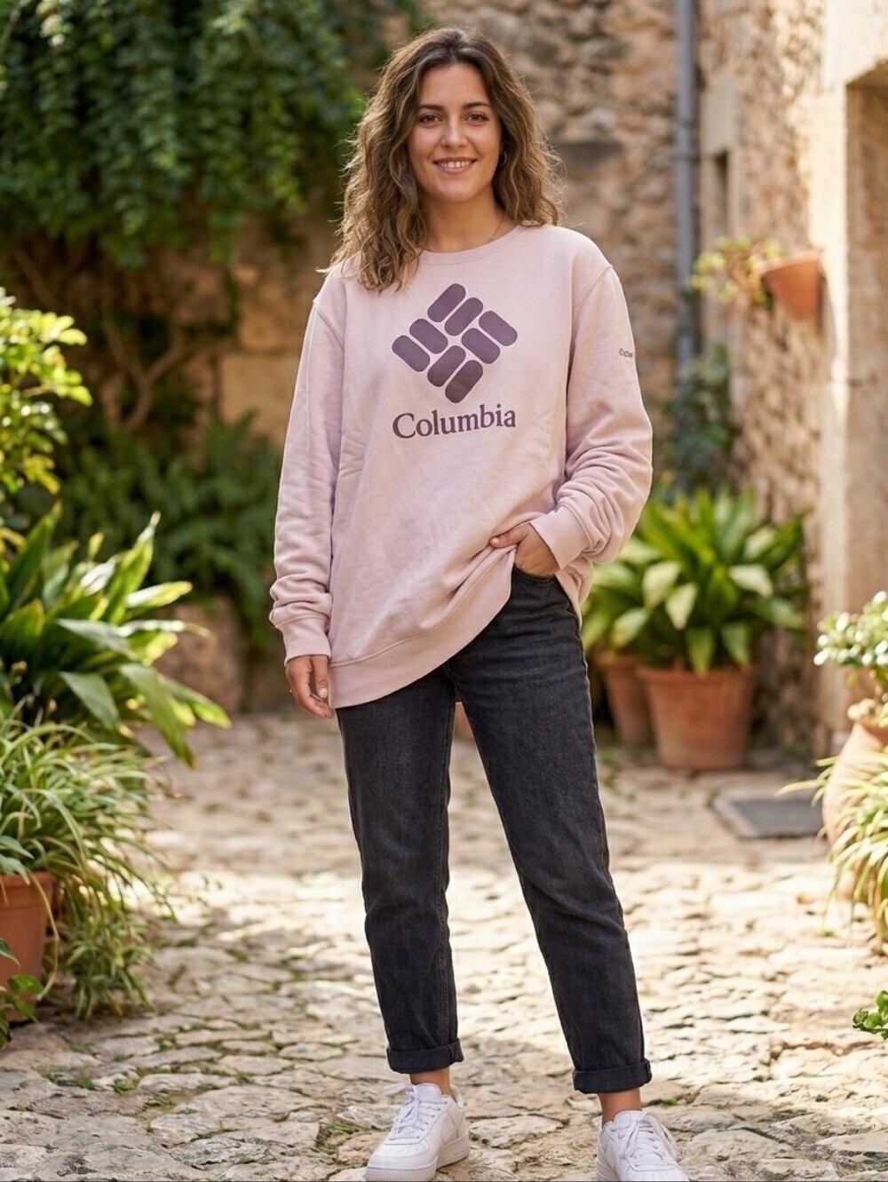 COLUMBIA PINK LOGO CREWNECK SWEATSHIRT SIZE XL